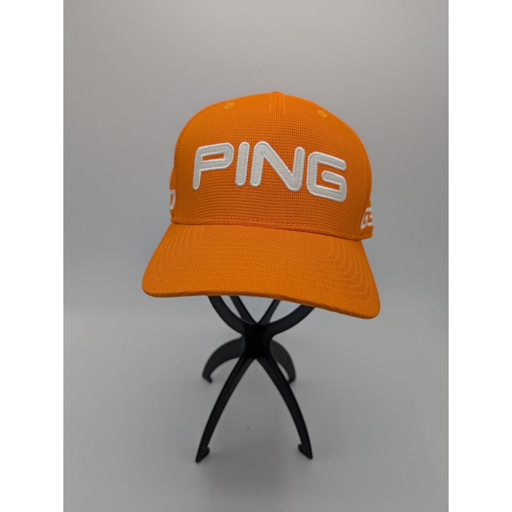 Ping G30 Golf Hat Cap Flexfit L/XL Orange Sensorcool Tour Fitted Mesh EUC